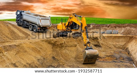 excavator at work on construction site