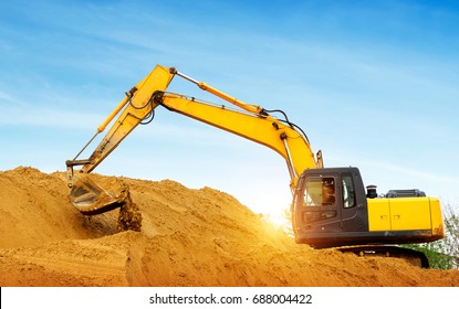 The Excavator Is Working Excavation Site Construction