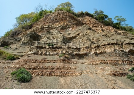 An excellent outcrop of sedimentary rocks of fifteen million years old, central Japan.