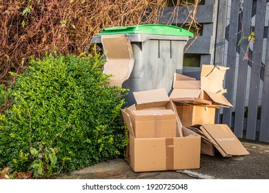 Excess cardboard packaging waste as a result of increased postal deliveries as a result of the COVID-19 pandemic - Shutterstock ID 1920725048
