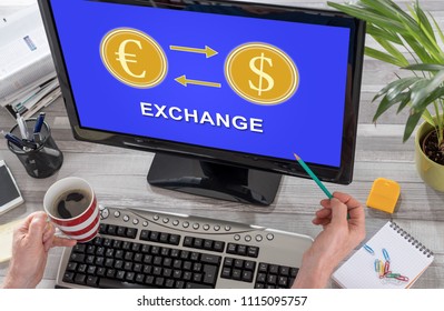 Exchange concept on a computer screen