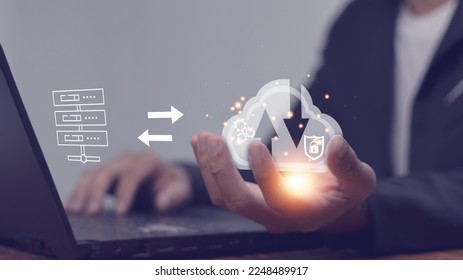 Exchange data with Internet cloud technology, FTP (File Transfer Protocol) file receiver and computer backup copy, file sharing, digital transfer system.