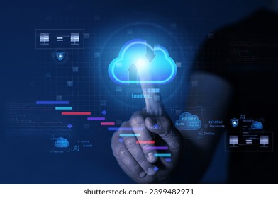  Exchange information and data with internet cloud technology.FTP(File Transfer Protocol) files receiver and computer backup copy. File sharing isometric. Digital system for transferring documents.