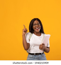 Excited Black Lady Student Having Idea, Education Concept