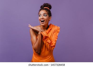 Cute African Girl Orange Dress Posing Stock Photo 1397384891 | Shutterstock