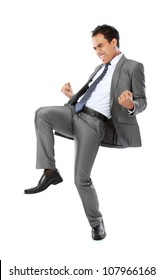 Excited Business Man Celebrating Success Isolated On White Background