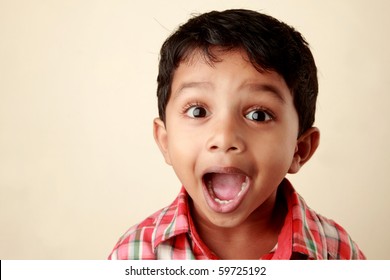 Excited face of a small boy