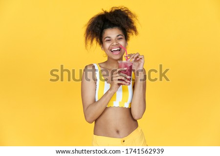 Similar – Young woman enjoying the snowy mountains in winter