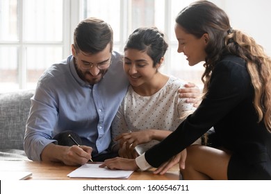 Multiracial Satisfied Spouses During Meeting Female Stock Photo (E picture