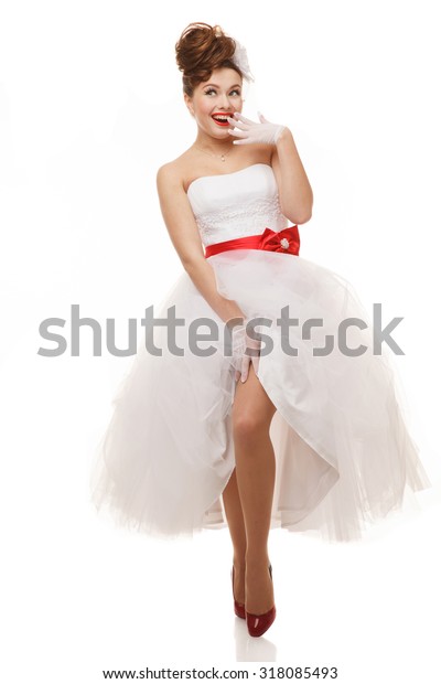 Excited Pinup Bride Professional Makeup Hair Stock Photo Edit Now