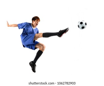 Excited Soccer Player Action Isolated White Stock Photo (Edit Now ...