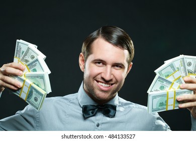 Excited Young Man Holding Cash Money Stock Photo 484133527 | Shutterstock