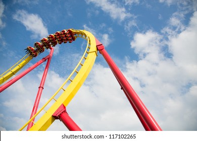 Exciting Roller Coaster in amusement park