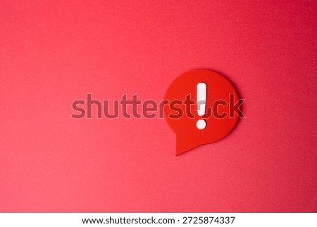 An exclamation mark on a red background. Warning and caution. Important message. Risk alert symbol, urgency communication, safety notice and attention focused on critical information