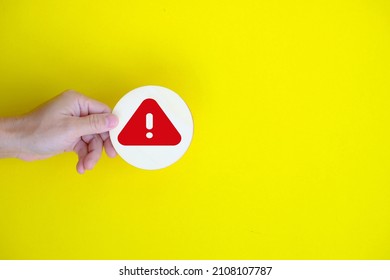 Exclamation Mark Symbol And Attention Or Caution Sign Icon On Alert Danger Problem Background With Warning Graphic Flat Design Concept