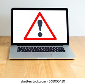 Exclamation Warning On Computer Screen Indication Stock Photo 668006410 ...
