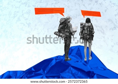Similar – Image, Stock Photo Anonymous woman with backpack in boarding bridge
