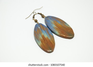 Exclusive boho style earrings polymer clay and gradient  Handmade jewelry 