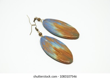 Exclusive boho style earrings polymer clay and gradient  Handmade jewelry 