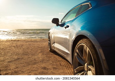 Exclusive Car On Sand Road Or Beach In Summer