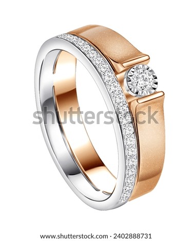 exclusive jewerly with Diamond ring and white isolated background