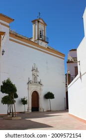 Ex-Convent Church of San Francisco in Puente Genil (Cordoba, Spain). It is also the headquarters of the Brotherhood of Our Lady of Bitterness. - Shutterstock ID 2009572154