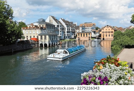 Excursion ship on the river in Strasbourg France