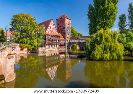 Executioner's bridge in Nuremberg, Germany on the Pegnitz River.