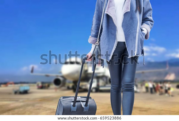 Executive Business Woman Leaving Corporate Jet Stock Photo Edit