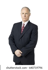 Executive Senior Man Wearing Suit And Tie And Looking Confident; Isolated On White Background