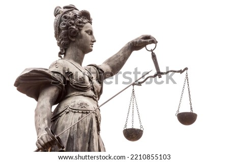 The exempted goddess of justice with scales and sword