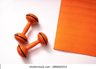 Exercise Equipment On White Background For Home Sport Activity