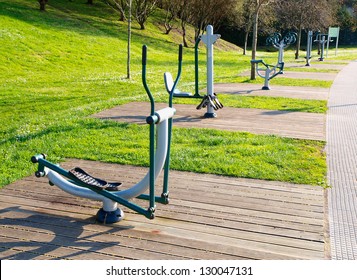 Exercise Equipment In A Public Park In A Sunny Day