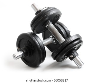 Exercise hand weights isolated on a white background