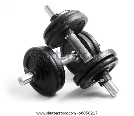 Exercise hand weights isolated on a white background