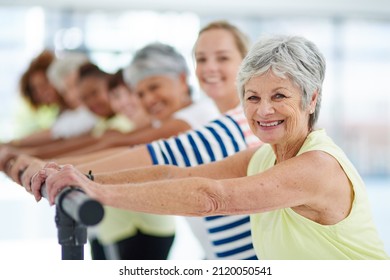 Exercise has no age limit. Shot of a group of women working out indoors. - Shutterstock ID 2120050541