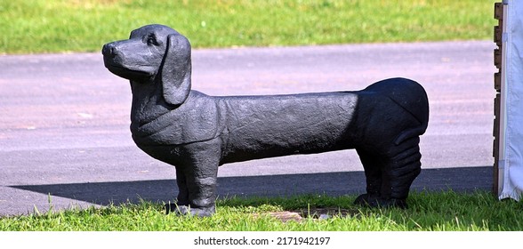 EXETER, DEVON - MAY 18, 2017 Devon County Agricultural Show - Dog Show With Handler, Green Grass And Leads