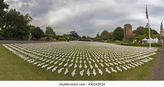 Exeter, Devon, UK, July 6 2016 - Artist Rob Heards Installation At A Public Park Exeter, Symbolising The 19240 Troops That Died On The First Day Of The Battle Of The Somme By Creating 19240 Figurines