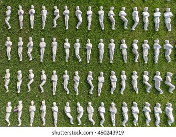 Exeter, Devon, UK, July 6 2016 - Artist Rob Heards Installation At A Public Park Exeter, Symbolising The 19240 Troops That Died On The First Day Of The Battle Of The Somme By Creating 19240 Figurines