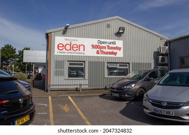 EXETER, DEVON, UK - SEPTEMBER 21, 2021 Eden Vauxhall Car Dealer, Marsh Barton Road On Marsh Barton Trading Estate