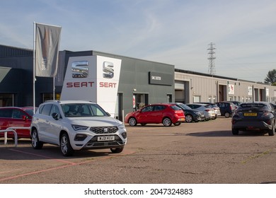 EXETER, DEVON, UK - SEPTEMBER 21, 2021 SMC Exeter SEAT Car Dealer, Hennock Road North On Marsh Barton Trading Estate