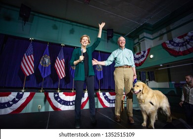 EXETER, NH - MARCH 15, 2019: Democratic 2020 U.S. Presidential Candidate Elizabeth Warren Campaigns In New Hampshire.