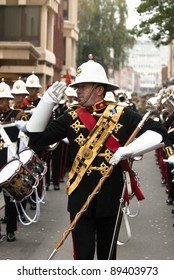 EXETER - NOVEMBER 16: The Mace Barer Gives The Salute During The Homecoming Parade For 3 Commando Brigade  On November 16 In Exeter, England