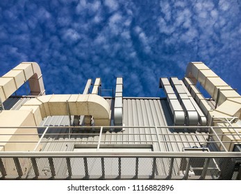 Exhaust Ducts Of The Factory Building For Ventilate Pollution To Filter Before Send To Outside.