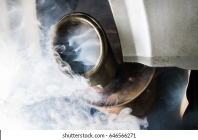 Exhaust Gases Come From The Exhaust System Of A Diesel Engine