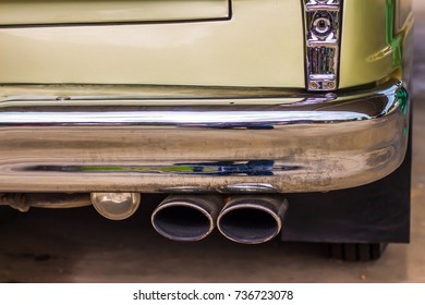 Exhaust And Rear Bumper Of Antique Car