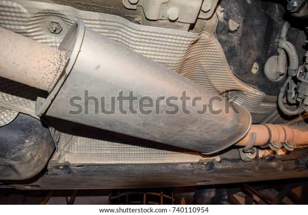 Exhaust\
system of the car. The muffler of exhaust\
gases