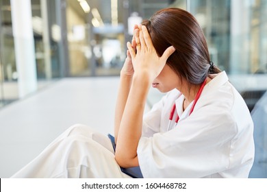 Exhausted Nurse Or Medicine Student With Burnout Due To Congestion