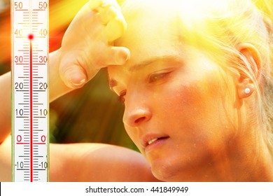 Exhausted Woman In The Summer Heat