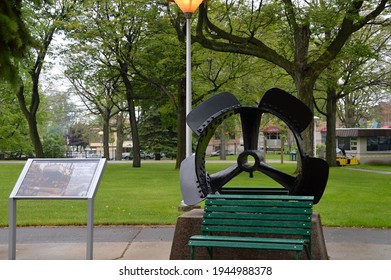 Exhibit In Park At Soo Locks At St. Marys River In Sault Ste. Marie, Michigan